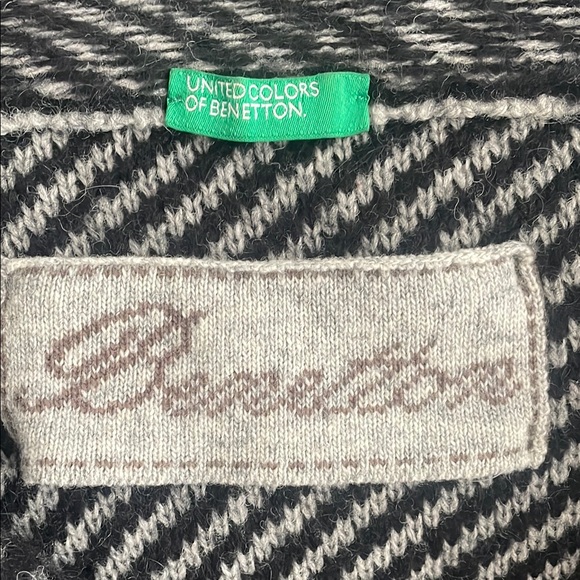 Bennetton Black and Gray Wool/Mohair Blend Coat - Picture 2 of 9